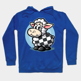 checkered pattern racing flag cartoon sheep Hoodie